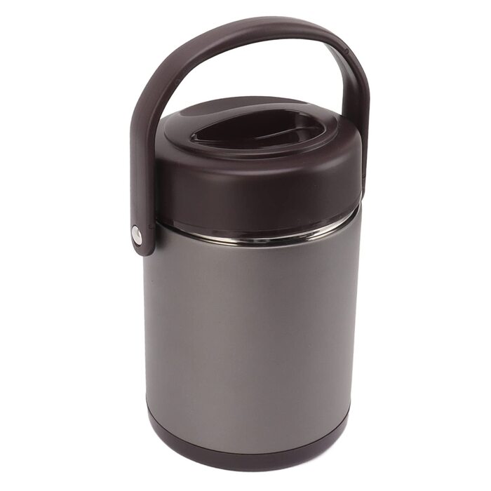 Ізольований харчовий контейнер з нержавіючої сталі, великої місткості, герметичний вакуумний контейнер для ділових поїздок, пікніків, 2 л, темно-сірий