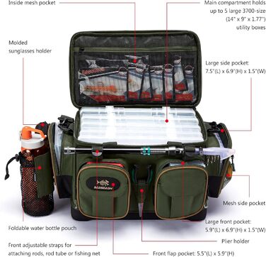 Сумка для рибалки Bassdash Сумка на плече Водонепроникна легка сумка для зберігання спорядження з чохлом від дощу Army Green M