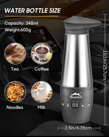 Чайник для автомобіля 12v, з контролем температури для кемпінгу, нержавіюча сталь всередині, швидке закипання, автоматичне відключ