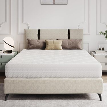 Матрац Novilla 140x200 з пружинним блоком, 7-зонний, дихаючий чохол H2/H3 та комфортна піна, сертифікований ko-Tex та CertiPUR-US пружинний матрац для односпального та двоспального ліжка, висота 20 см, 20 см, 140 x 200 см (пружинний блок)