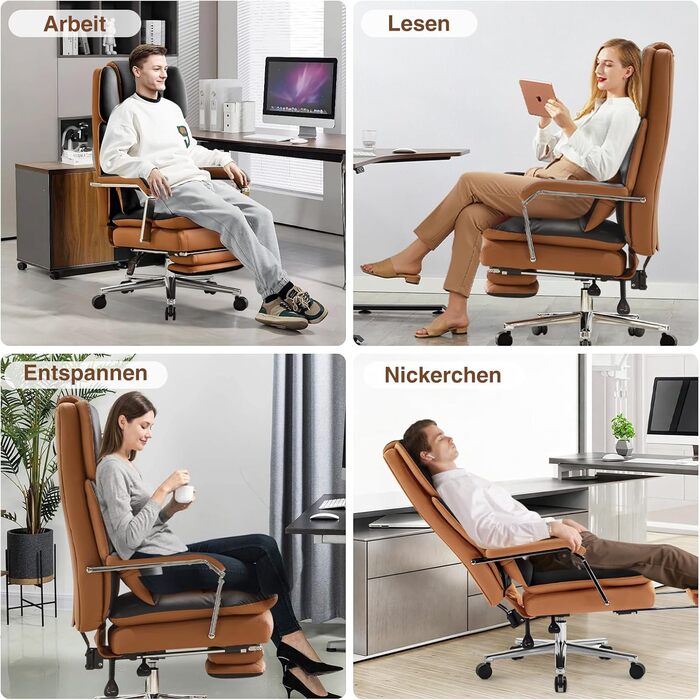 Ергономічне офісне крісло Storeo Imp, до 200 кг, штучна шкіра, чорне