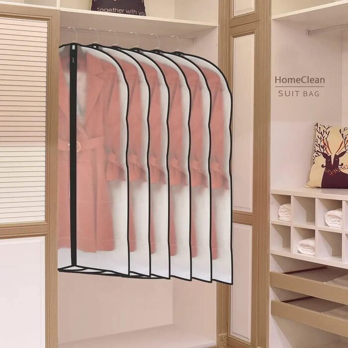 Підвісні сумки для одягу, 12 шт., дихаючі чохли для костюмних сумок із застібкою-блискавкою, сумки для одягу з PEVA, водонепроникні сумки для одягу, сумки для пальто, водонепроникні сумки для суконь, для зберігання в гардеробі та подорожей, чохли для паль