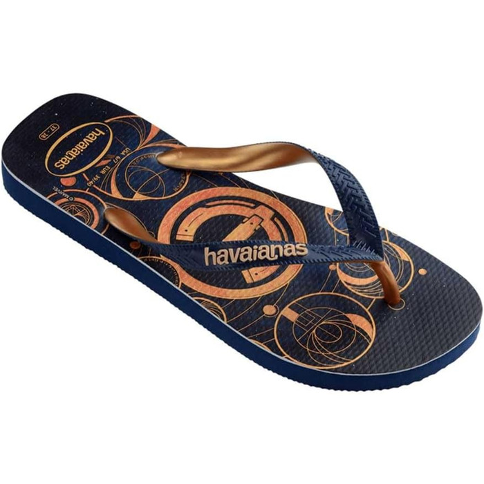 Чоловічі шльопанці Havaianas Top Marvel чорно-золоті, 40 EU, морський колір, золотистий