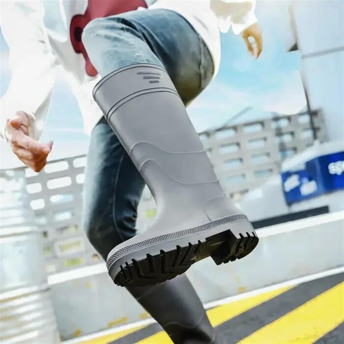 Чоловіче гумове взуття, чоловічі гумові чоботи, гумові чоботи, чоловіче взуття, водонепроникне та зносостійке робоче взуття, гумове водне взуття, широкий носок, чорне взуття, розмір 42 EU