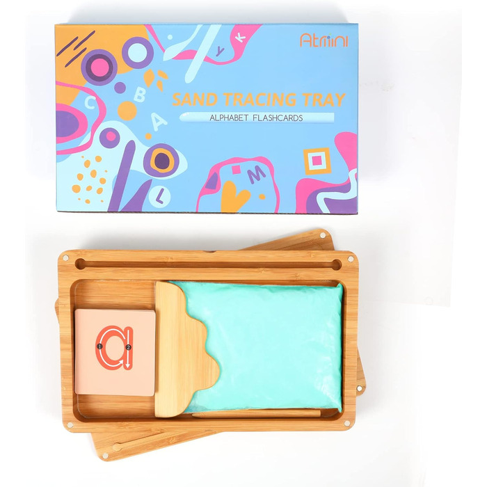 Розвиваюча іграшка з піску Монтессорі. Деревяний столик із піском Монтессорі для раннього розвитку моторики у дітей (синій)