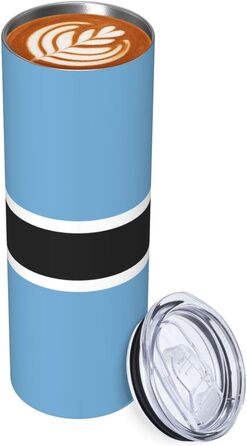 Кухоль з прямою трубочкою, дизайн прапор Ботсвани, друкований, дорожній кухоль, підходить для кемпінгу, офісу та дому, 590 мл