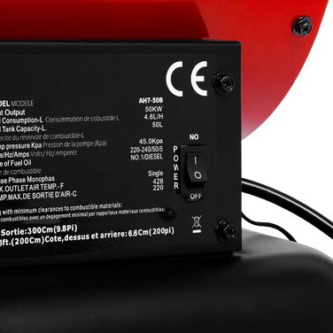 КВт непрямого нагріву, дизельний/масляний обігрівач з вихлопною трубою, термостат, витрата повітря 1400 м/год, бак 50 л, масляний обігрівач із захистом від перегріву, пристрій контролю полум&39я, масляний обігрівач, дизельна гармата 50 кВт непрямого нагрі