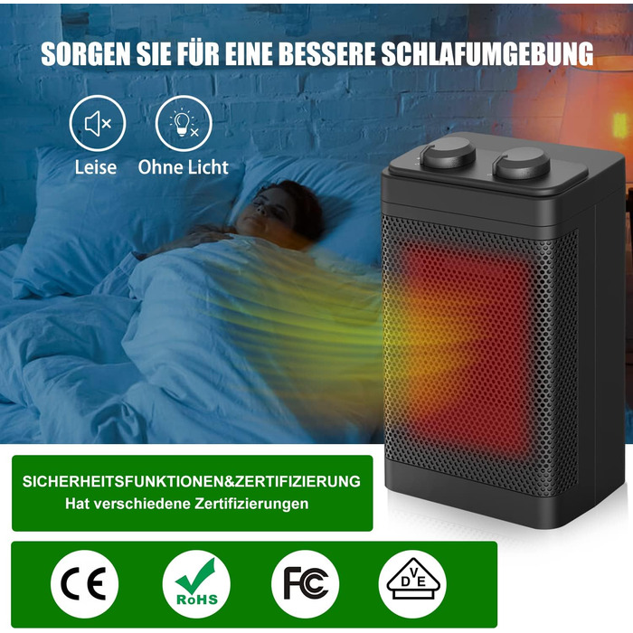 Енергозберігаючий вентилятор-обігрівач - 1500 Вт/2 с швидкий нагрів/3 режими нагріву/коливання 70/тихий обігрівач із захистом від перекидання та перегріву, керамічний вентилятор-обігрівач для офісу, спальні