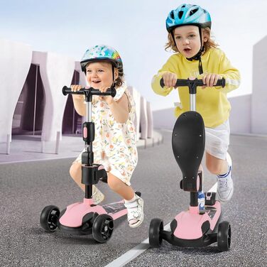 Самокат BremToy дитячий зі знімним сидінням, дитячий самокат з плавним регулюванням, дитячий самокат з поліуретановими світлодіодн