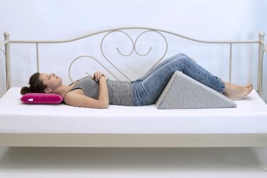 Подушка для спини - Клин-подушка для ліжка - 60 x 50 x 30 см - з шаром піни з ефектом пам&39яті, знімний та пральний чохол - Подушка для читання, Клин-наматрацник, Ергономічна подушка, Картатий сірий