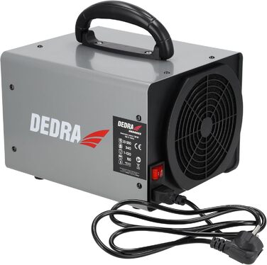 Генератор озону 20 г/год, озонатор DEDRA, 120 Вт, витрата повітря 340 м/год, метод дезінфекції, вентилятор, гнучкий шланг, автоматичне керування часом роботи, видаляє мікроорганізми 20000 мг/год