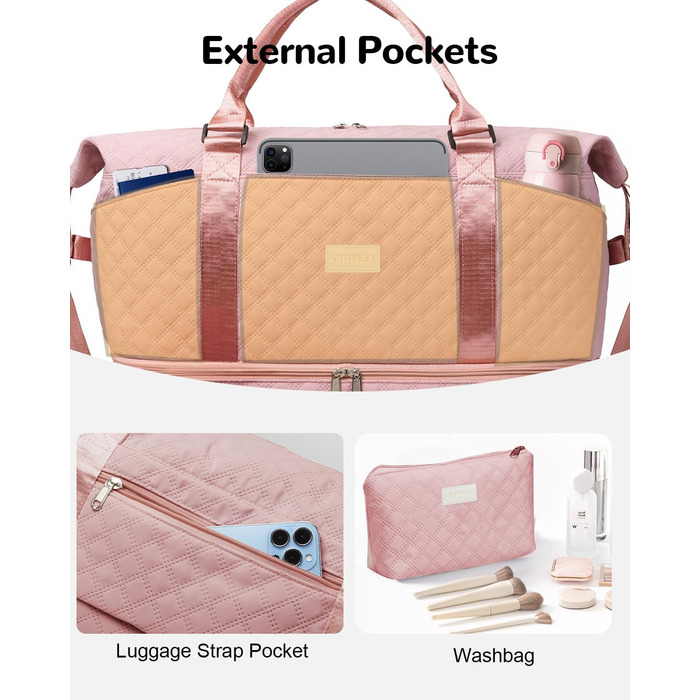 Жіноча ручна поклажа з відділенням для взуття та відділенням для вологи, дорожня сумка-саквояж на вихідні з косметички, сумка для лікарні для пологів, рожева