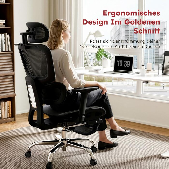 Ергономічне офісне крісло з підставкою для ніг та знімною подушкою