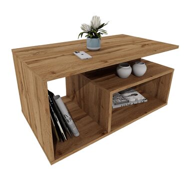 Журнальний столик з відділенням для зберігання речей 90x50x44 см Сучасний стіл для вітальні в ретро-лофт-дизайні Міцний диванний столик, міцний та стійкий до подряпин Дуб Вотан