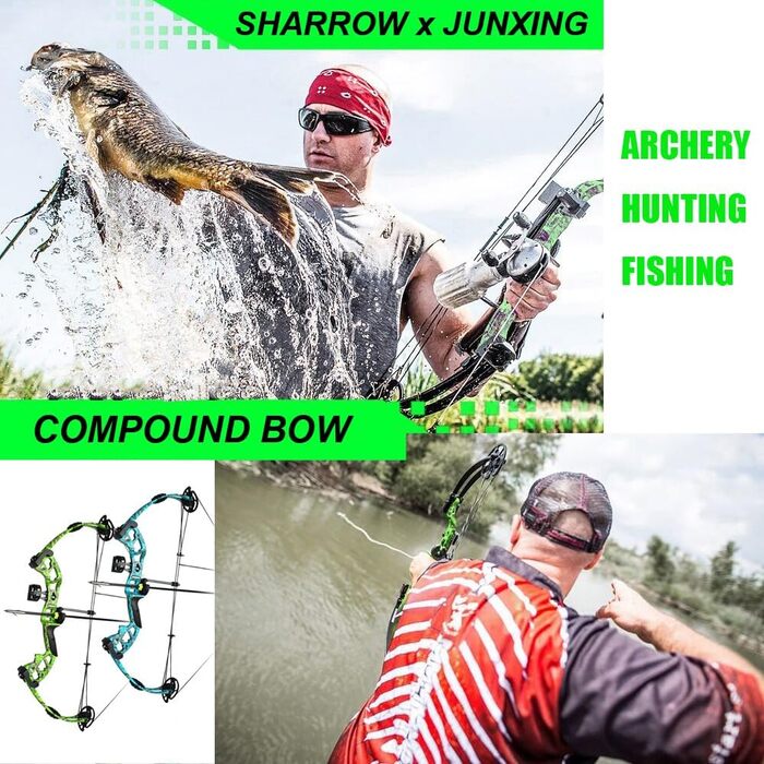 Набір складених луків SHARROW – мисливський лук 30–55 lb, регульований з стрілами, спортивний лук для дорослих, лівий/правий, синій