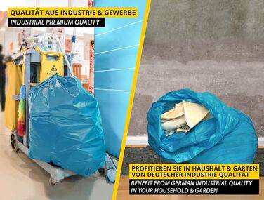 Літрові сині сміттєві мішки, 10 мішків - Надзвичайно міцні - Мішки для сміття - XXL сміттєві мішки - Тип 100 Extra - 120-літрові сміттєві мішки - 70 мкм - 700x1100 мм - LDPE - Великий сміттєвий мішок - 120 літрів - Надміцні 120-літрові сині сміттєві мішки