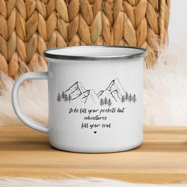 Емальована кружка &quotМаленька Матильда&quot з персоналізованою цитатою або приказкою, емальована кружка, подарунки для каравану для кемперів, емальована кружка, бляшана кружка для кемпінгу, аксесуари для каравану, прикраса для гір (заповнюють вакансії.)