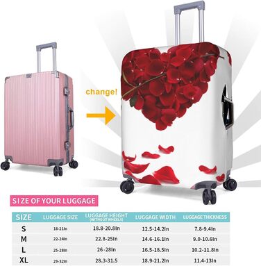 Чохол для валізи JCAKES у формі серця з квітковим візерунком, захисний чохол, захист багажу, можливість персоналізації, білий, розмір 90