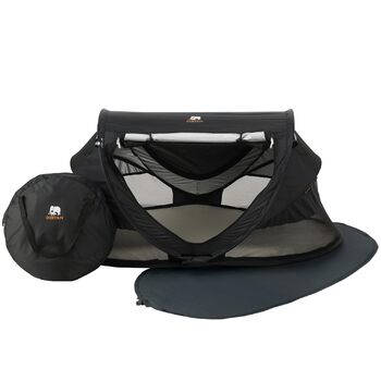 Дитяче ліжечко Deryan з матрацом від народження до 2,5 років - висувне дитяче ліжечко-намет, яке встановлюється за 2 хвилини - включає москітну сітку та дорожню сумку - 136x84x62 см (чорний), PL Black Peuter Luxe Black