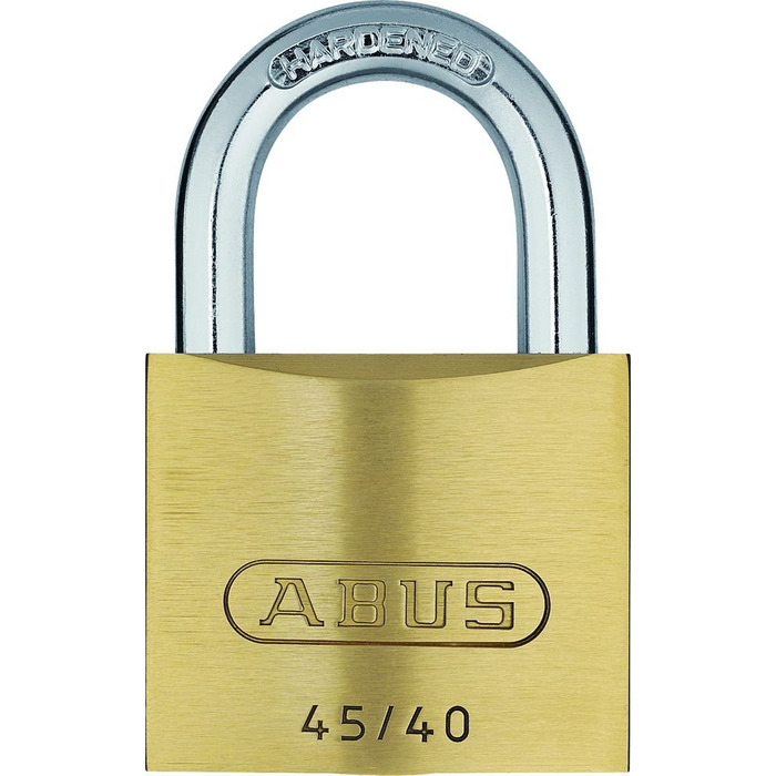 Замок навісний ABUS 45/40 з латуні комплект з 5 ключів з прецизійним циліндром та штифтами грибоподібної форми рівень безпеки ABUS 4 латунний колір, 40 мм / 5 ключів