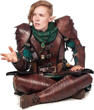 Андракор - Лускаті Наголенники - Надзвичайно міцні шкіряні обладунки - LARP Середньовічні вікінги та реконструкція - Зелені, один розмір