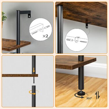 Полиця-драбина HOOBRO своїми руками, 6-ярусна настінна книжкова полиця, вузька книжкова полиця, полиця для демонстрації, полиця для зберігання, підставка для рослин, для вітальні, кабінету, вінтажний коричневий EBF651CJ01 39 x 24 x 200,5 см темно-коричнев