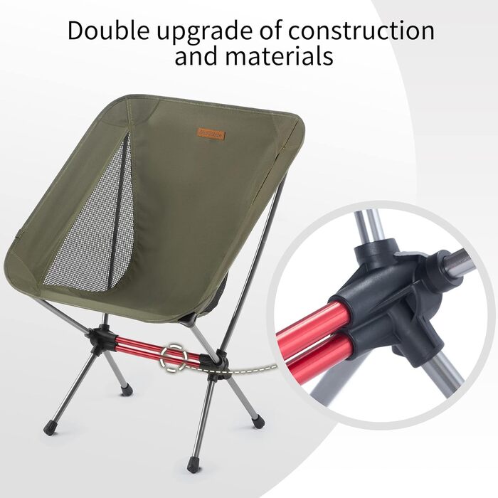 Крісло для кемпінгу Naturehike, складне портативне розкладне крісло, рибальське крісло, надлегке невелике розкладне крісло з сумкою для перенесення для кемпінгу, жовте/зелене/біле