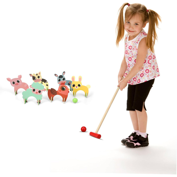 Набір іграшок Toyvian для гри в крокет із зображенням тварин для дівчаток з дерев&39яними молотками та м&39ячами. Креативна іграшка для всієї родини, як для дому, так і для вулиці. Сприяє розвитку координації та взаємодії рук і очей.