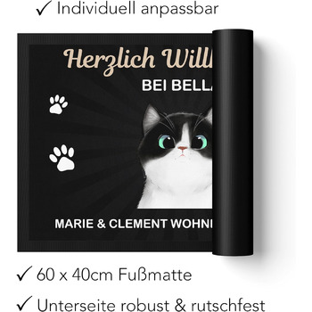 Персоналізований килимок для котячих дверей для власників котів, мам та тат-котів Килимок для дверей з котячим мотивом у подарунок Килимок для збору бруду 60x40 см 1 кіт