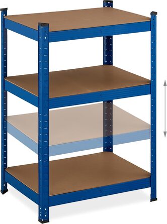 Міцний стелаж Relaxdays, ВШХ 180x60x45 см, до 500 кг, 5 полиць, для підвалу, гаража, вставний стелаж для зберігання, сталь, синій