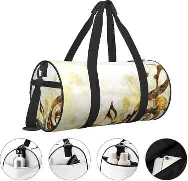 Дорожня сумка-циліндр Музична троянда, романтична спортивна сумка для чоловіків та жінок, сумка-мішок, спортивна сумка