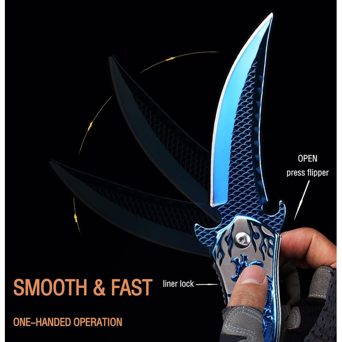 Прохолодний синій дракон складаний ніж для чоловіків, прохолодний складаний кишеньковий ніж з титановим покриттям тисненням 3D дра