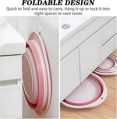 Складаний умивальник, 2 складні миски для миття посуду для вулиці, складний кемпінговий умивальник, багатоцільова чаша, 800 мл для подорожей/кемпінгу/кемперів/активного відпочинку на свіжому повітрі (синій та рожевий)