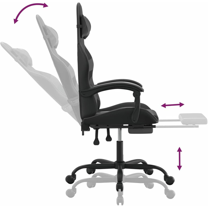 Ігрове крісло з підставкою для ніг, крісло для ПК, ігрове крісло, крісло для геймерів, крісла для домашнього офісу, крісла для ігор, крісло для PlayStation, комп&39ютерне крісло, чорно-сіра штучна шкіра