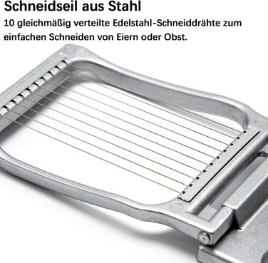 Яйцерізка, Професійний роздільник яєць Ріжучі дроти з нержавіючої сталі Посудомийна машина Безпечна, стабільна алюмінієва Інструме