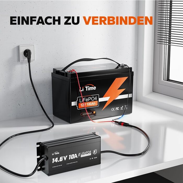 Зарядний пристрій LiTime 14.6V 10A LiFePO4, водонепроникний IP67, зарядний пристрій для літій-