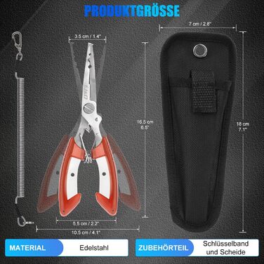 Багатофункціональні рибальські плоскогубці J&D, легкі рибальські плоскогубці з нержавіючої сталі Інструменти для видалення цвяхів із безпечним рулонним шнурком