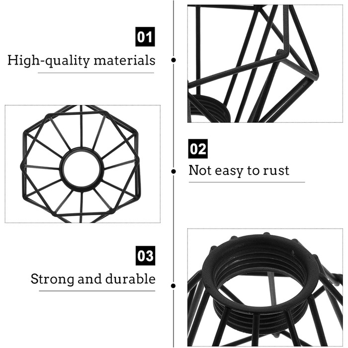 Кліпса Кришка для фермерського будинку Шнур вінтажний для підвісного порожнистого абажура для спальні - простий чорнийx5 шт. 9,2X9.2X6.5CMx5 шт.