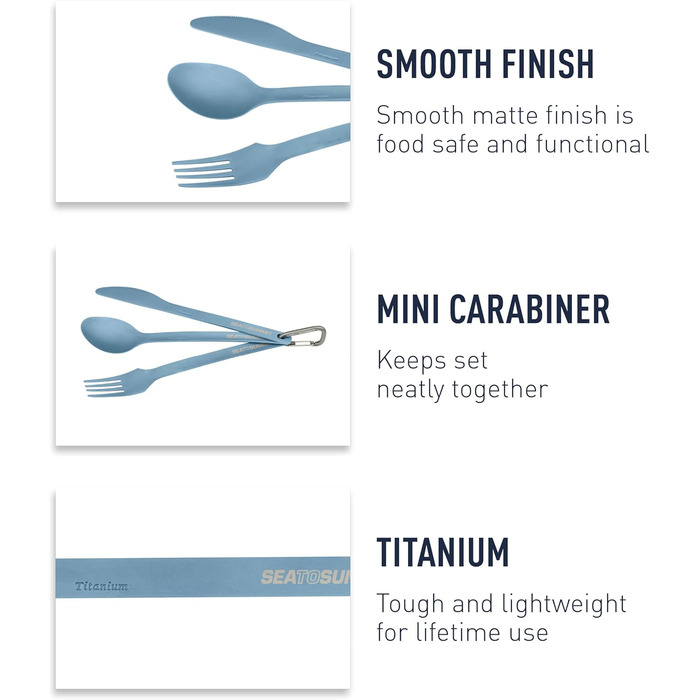 Набір з 3 титанових ложок, ножів та виделок для кемпінгу Sea to Summit