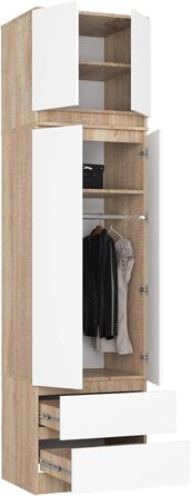 Шафа AKORD S60 з висувною 60 см з 2 дверима та 2 шухлядами Висувна шафа Просторий внутрішній простір Ш60 x В234 x Г51 см Вага 78,05 кг Дуб Сонома/Білий