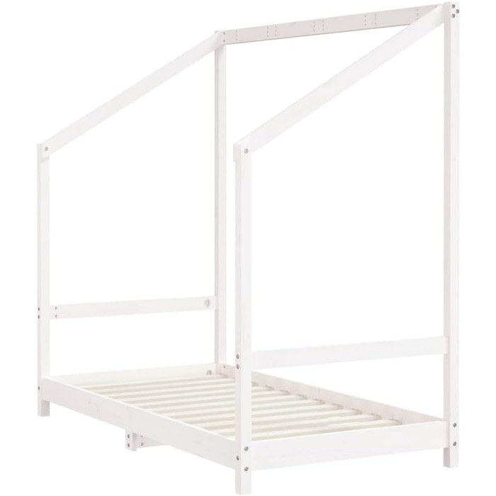 Дитяче ліжко, біле, 80x160 см, виготовлене з масиву сосни з міцним каркасом та повітропроникними фанерними ламелями для гарної підтримки - , 165,5 x 85,5 x 158 см, біле
