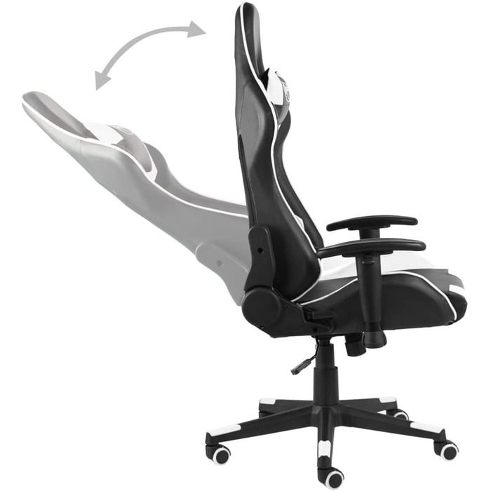 Поворотне ігрове крісло, білий ПВХ, ігрове крісло для дорослих, вантажопідйомність 150 кг