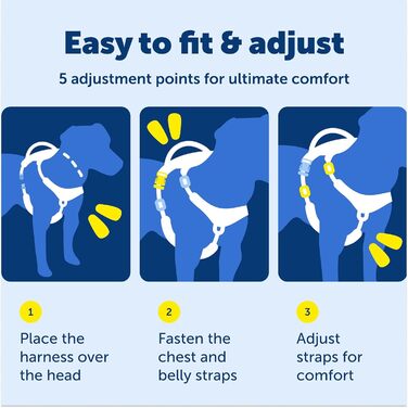Шлейка проти смикання з мякою підкладкою для комфортних прогулянок, 5 точок регулювання, XS, для малих, середніх та великих собак, Синій/Чорний/Зелений/Рожево-Синій X-Small
