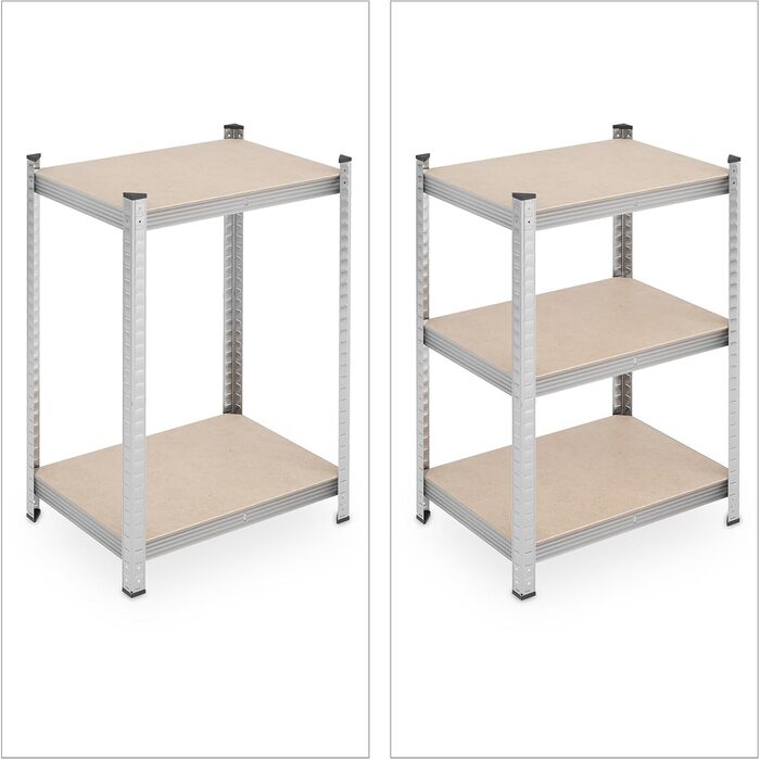 Потужний стелаж Relaxdays, комплект з 2 шт., 500 кг, сталь, стелажі для зберігання, підвал, гараж, підключаються до мережі, висота та ширина 180 x 60 x 45 см, сріблястий