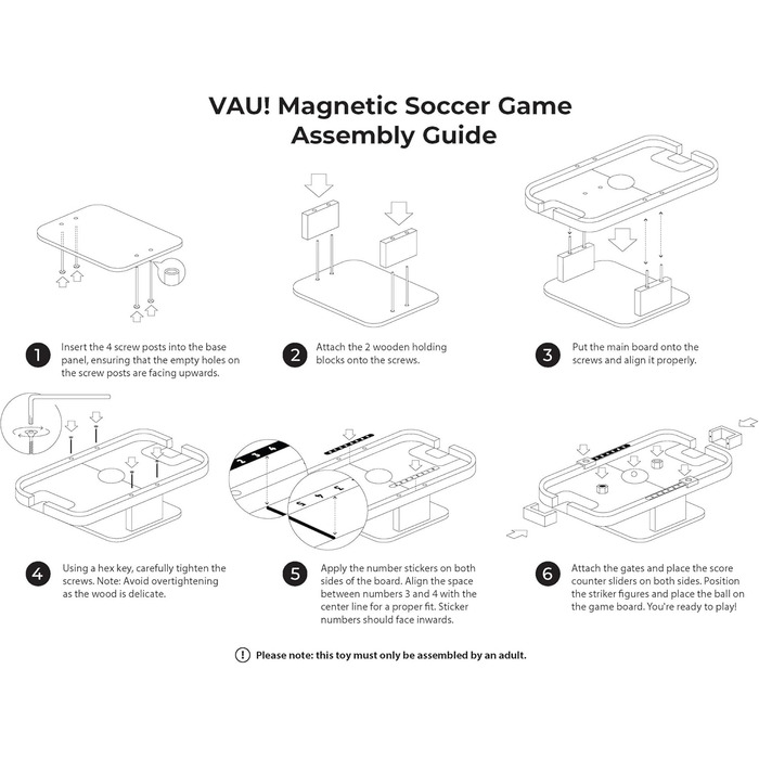 Міні-стіл для аерохокею VAU магнітний дерев&39яний настільний футбол для дітей та дорослих екологічно чисті настільні ігри без екрану ручної роботи, міцний, без пластику
