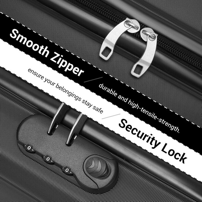 Компактний ручний багаж KONO з від'ємними колесами, 40x30x20 см (без коліс). Легкий борт-валіза з ABSPC для Ryanair, EasyJet & Eurowings (Чорний) 40x30x20 см - Ryanair Чорний