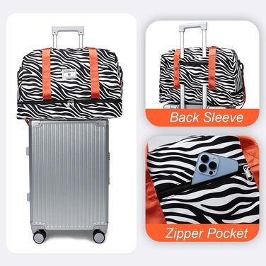 Жіноча спортивна сумка, дорожня сумка, 42,43 л, жіноча спортивна сумка для коротких поїздок з відділенням для взуття та відділенням для вологих речей, велика сумка на вихідні з зебровим та леопардовим принтом, водонепроникна, бежева, A