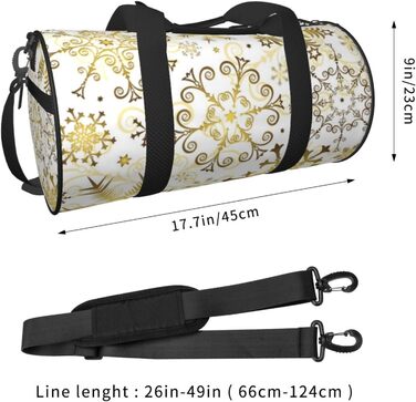 Спортивна сумка, дорожня сумка, святкова новорічна, з золотистим малюнком сніжинок, сумка для ночівлі, чорна, універсальний розмір, сумка для подорожей