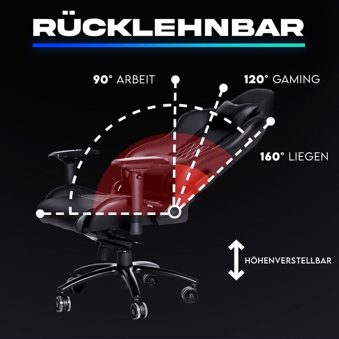 Ігрове крісло KLIM Esports - НОВИНКА 2024 року - З підтримкою попереку та шиї - Регульоване ігрове крісло Ергономічне крісло для П