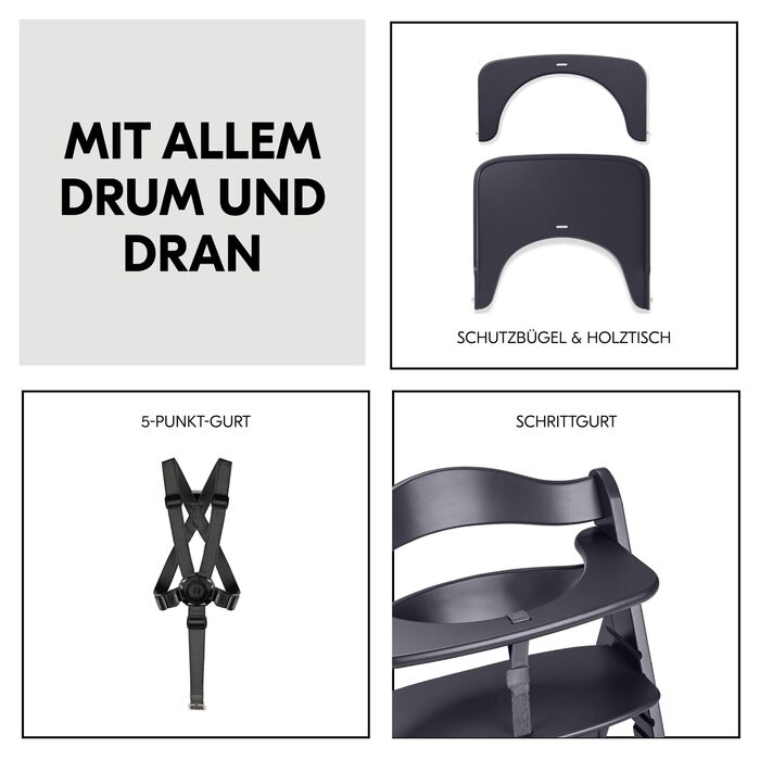 Дитячий стільчик для годування hauck Beta, дерев'яний дитячий стільчик, який росте разом з дитиною (сертифікований FSC), дитячий с